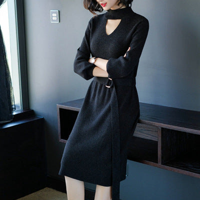 Slim-fit Over-the-knee Mid-length Long-sleeved Sweater