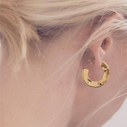 Simple Vintage Gold Moon Earrings