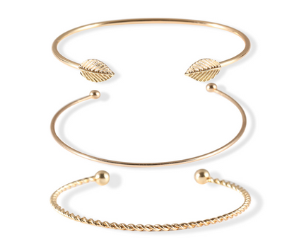 Simple leaf three-piece bracelet