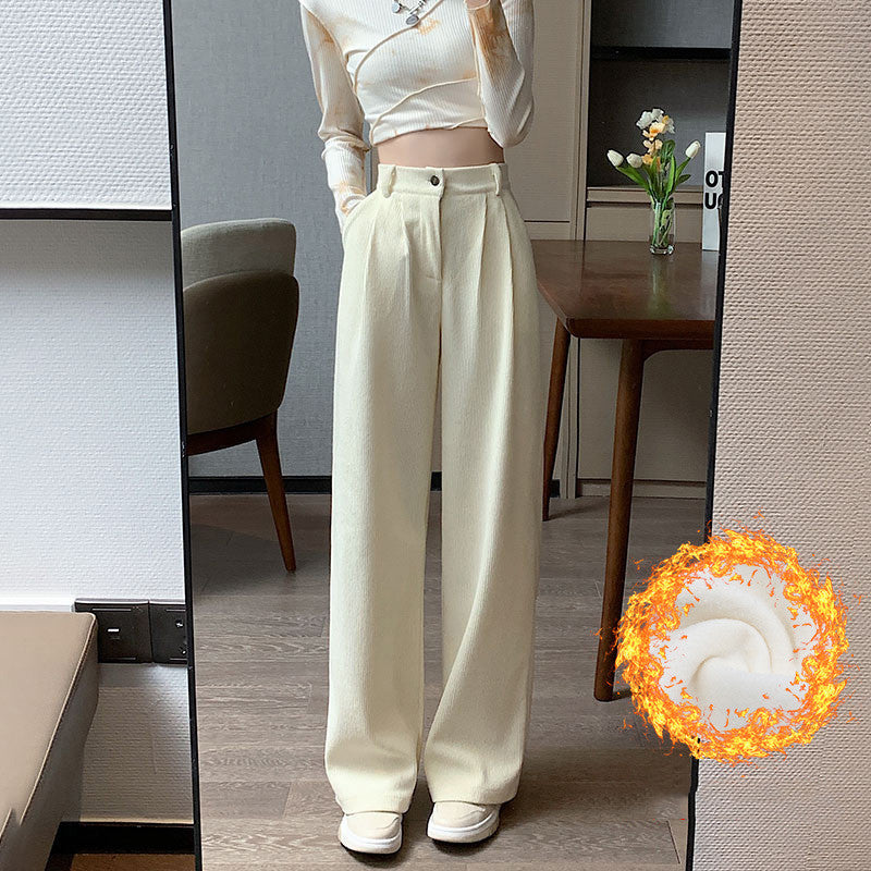 Corduroy Wide Leg Pants High Waist Loose Straight Pants