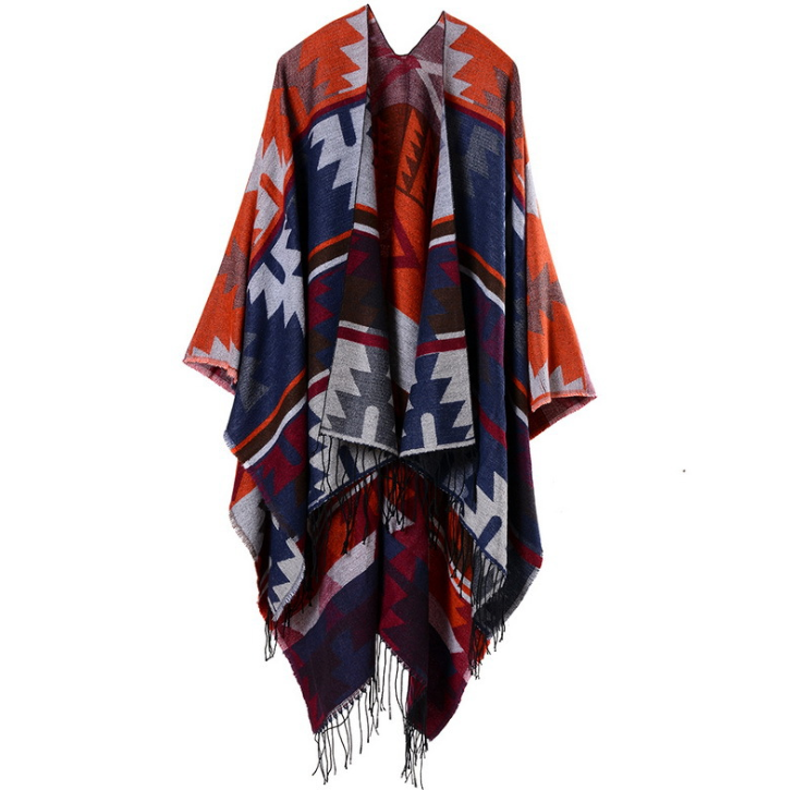 Indian geometric diamonds long thickening cashmere split shawl