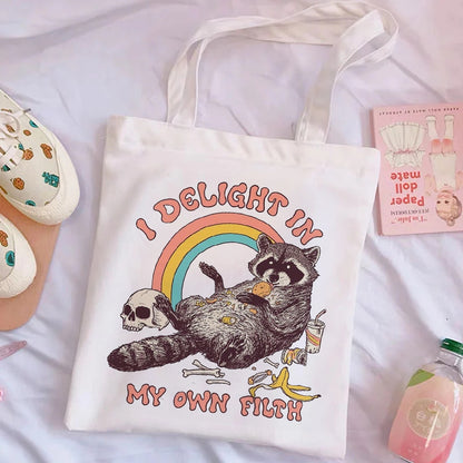 Shopping Bag Funny Cute Cartoon Cat Pattern