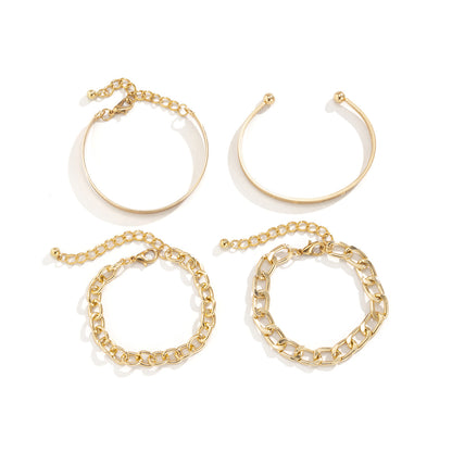 Simple And Smooth C-shaped Hollow Bracelet Set