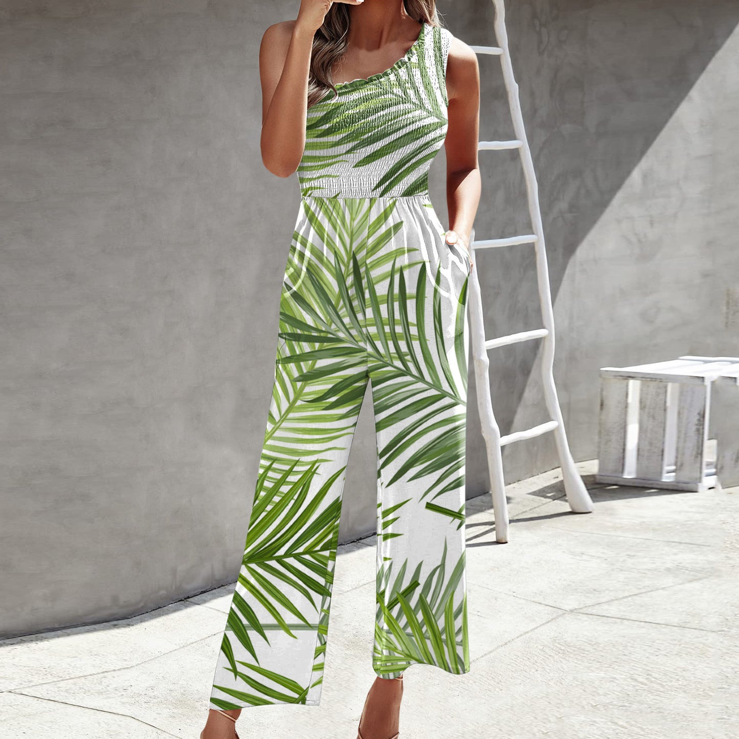 Fashion Jumpsuit Cross-Shoulder Top