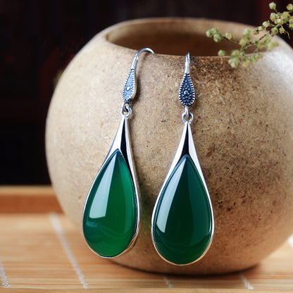 Retro Temperament Chrysoprase Ear Hook