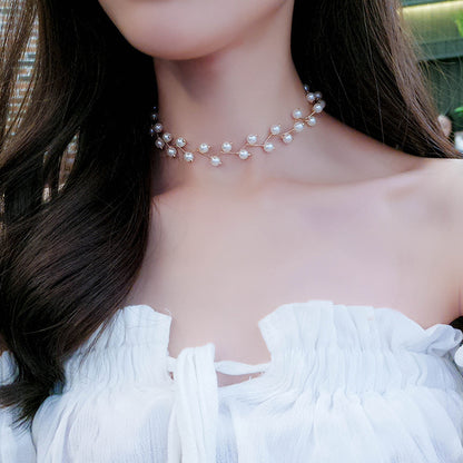 Fashion Pearl Neckband Simple Short Clavicle Chain Summer Necklace