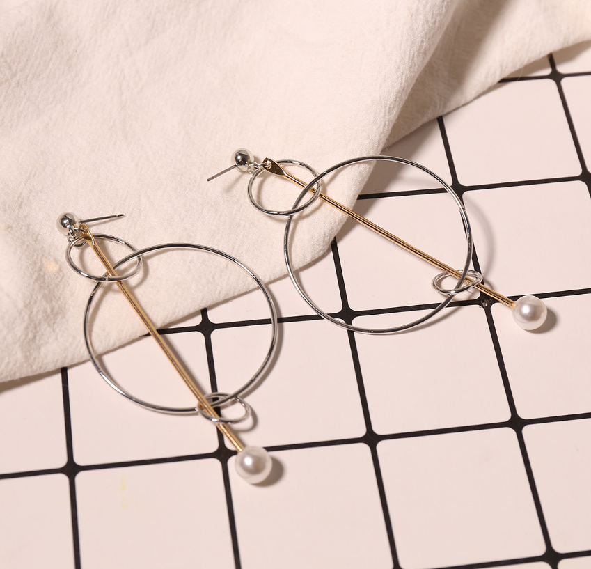 Gold And Silver Mix Geometric Earrings