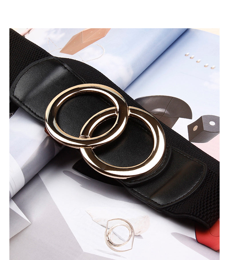 Loose tight leather belt double circle letters fashion new summer personality large size belt adjustable waist seal for ladies