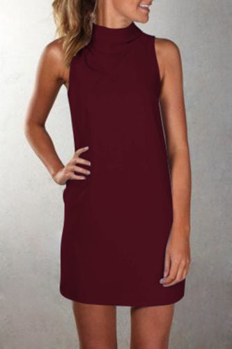 Casual high neck sleeveless dress