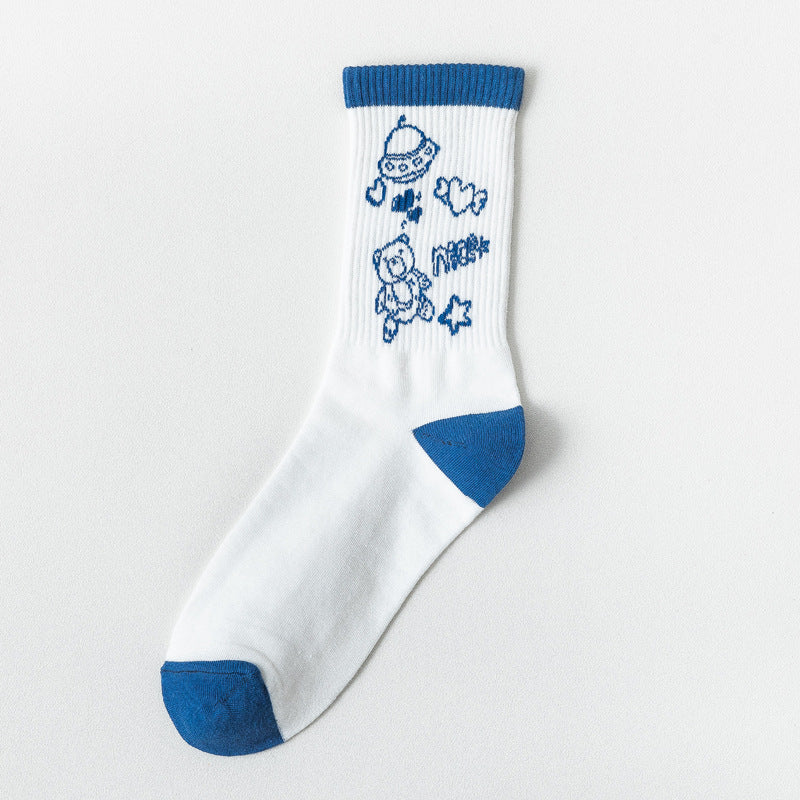 Cute Cartoon Student Blue Series Socks