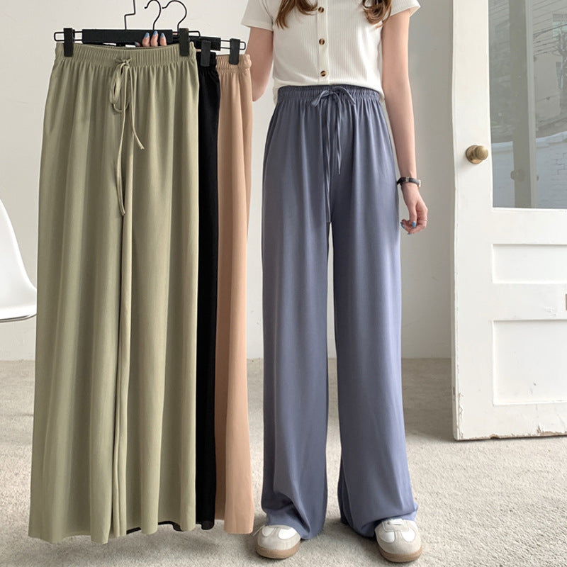 Solid Color High Waist Loose Pants