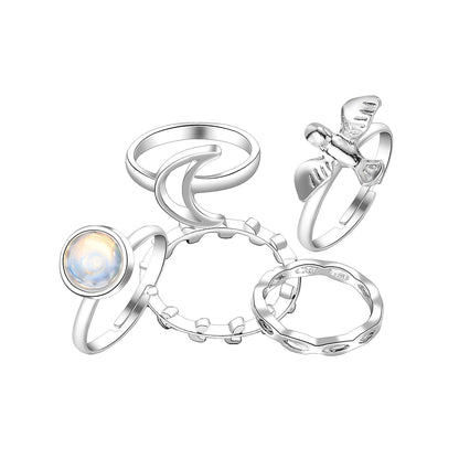 Flying Bird Shape Alloy Ring Moon 5-piece Set