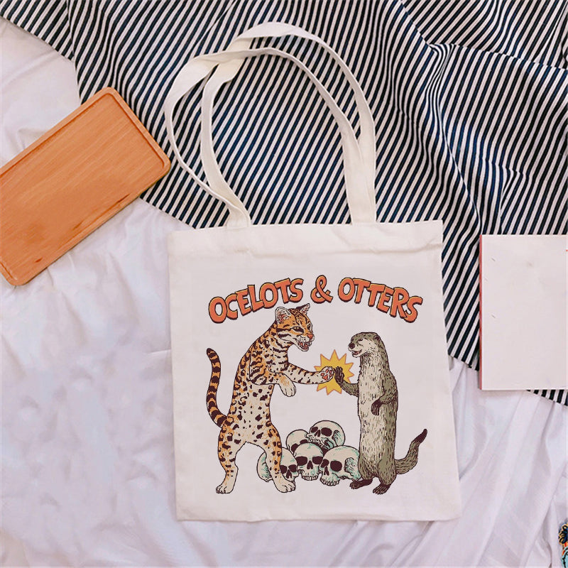 Shopping Bag Funny Cute Cartoon Cat Pattern