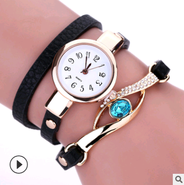 Fashion casual winding table, big eyes ladies winding watch