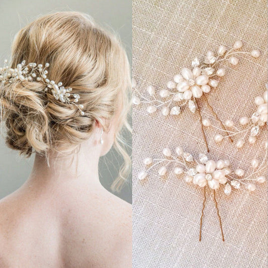 bride handmade pearl crystal Clip Wedding headdress hairpin pin