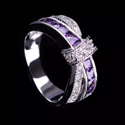 Electroplated amethyst diamond ring