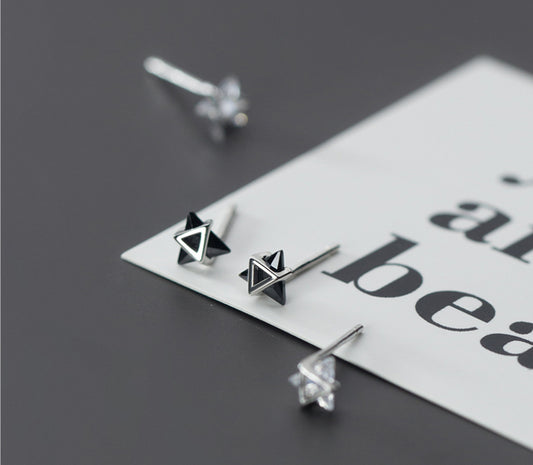 S925 Silver  Diamond-studded Triangle Geometric Earrings