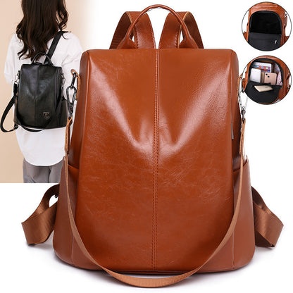 Leather Backpack Light Simple Large Capacity