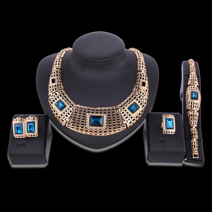 electroplating alloy gemstone jewelry set