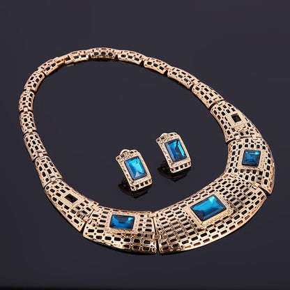 electroplating alloy gemstone jewelry set