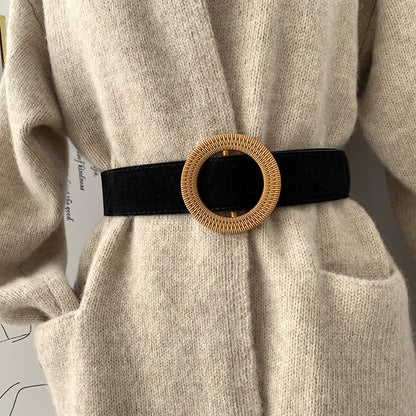 All-Match Round Buckle With Coat Skirt Belt