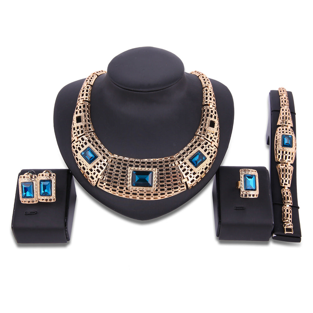 electroplating alloy gemstone jewelry set