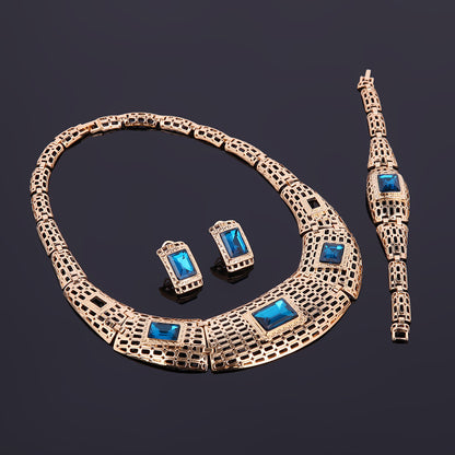 electroplating alloy gemstone jewelry set