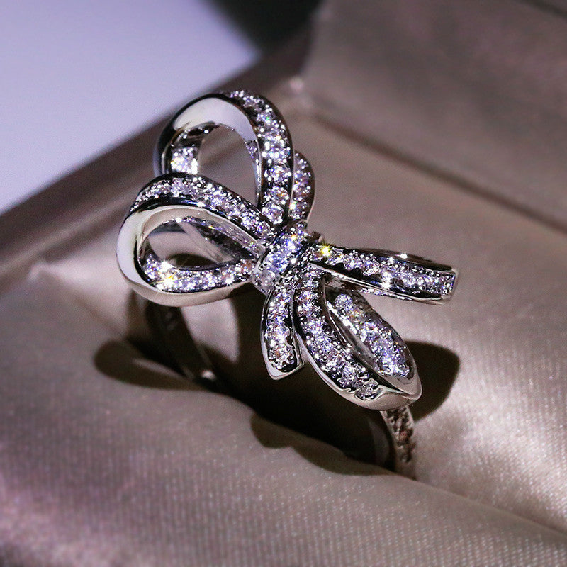 Simulation full diamond bow ring