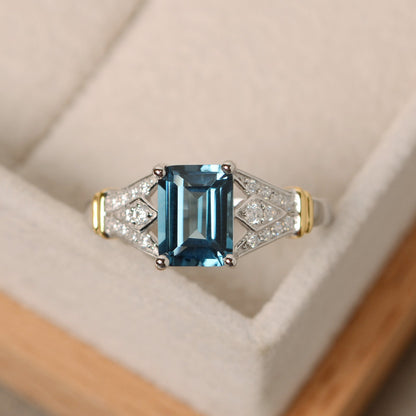 Sky blue brocade zircon ring 14k gold color ring