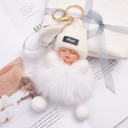 Fur Pendant Sleeping Baby Backpack Pendant