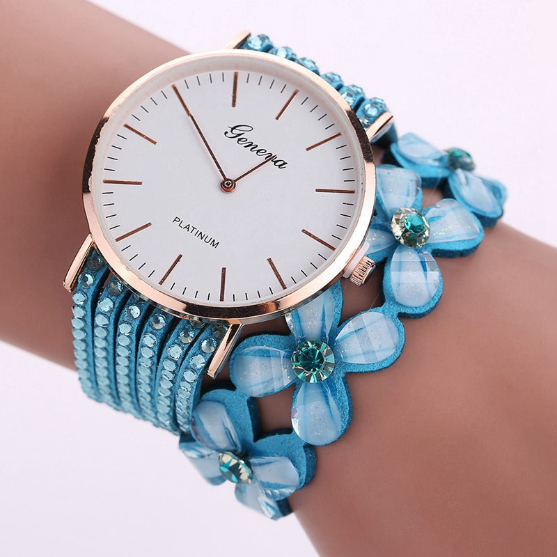 Flowers Watches Women Dress Elegant Quartz Bracelet Watch