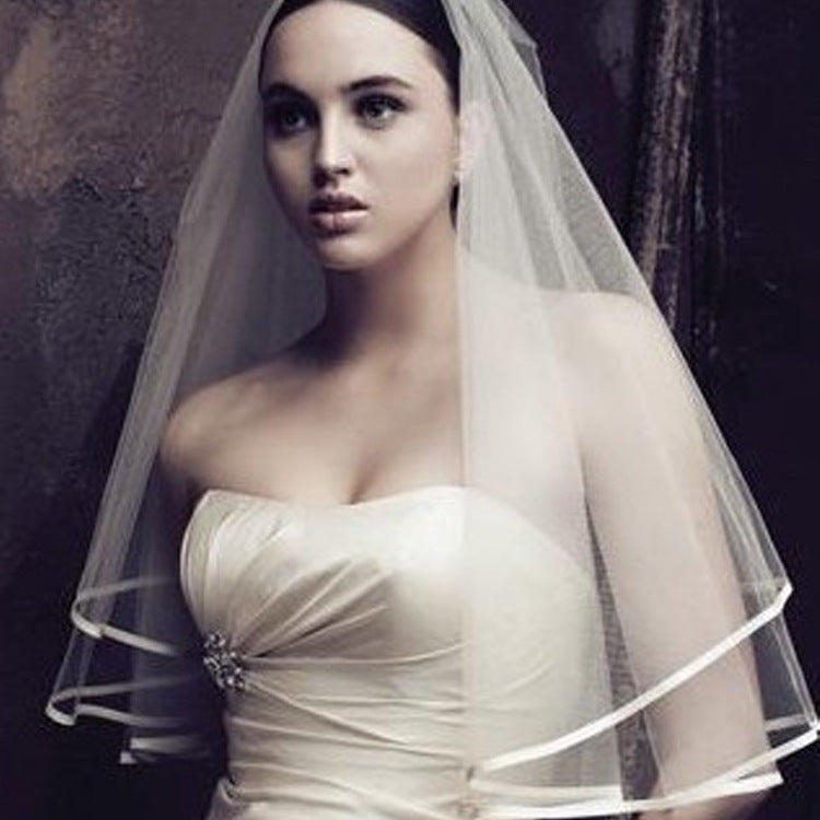 Bride wedding veil single 1.5 Satin American net wrapping wedding headdress