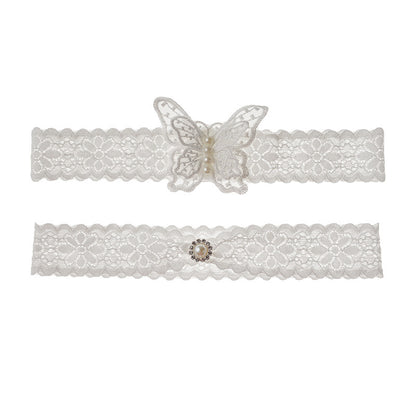 Bridal Garter Embroidered Butterfly Garter Belt Lace Thigh Loop