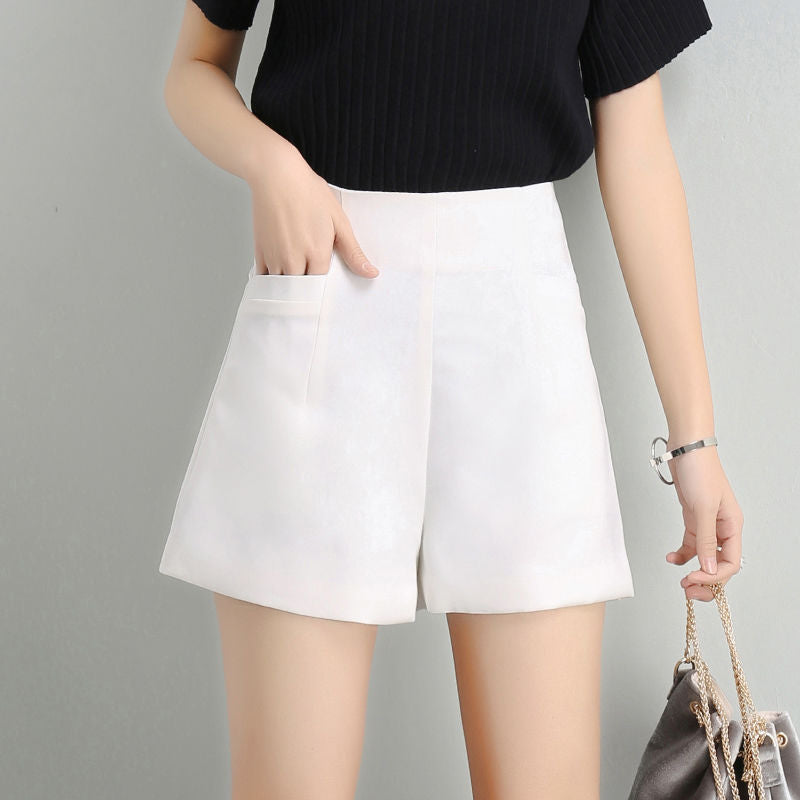 high waist chiffon wide-leg shorts