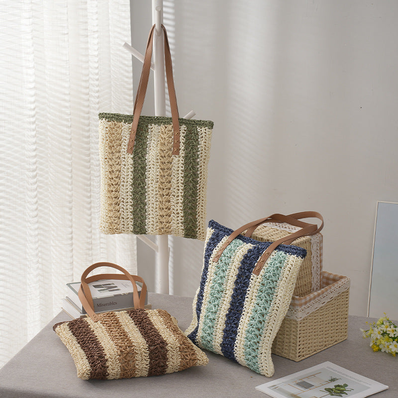 Woven Stripe Straw Bag