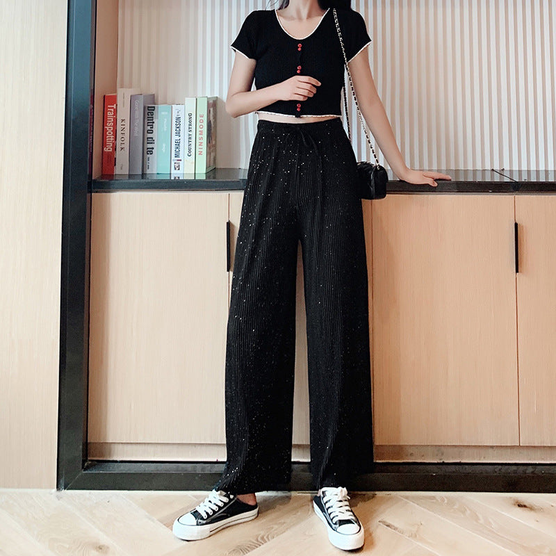 Chiffon trousers straight starry pants