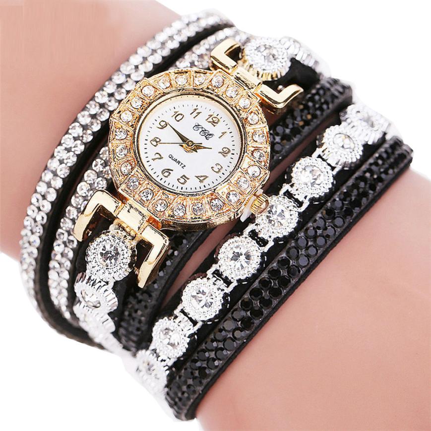 Leather Rhinestone Watch