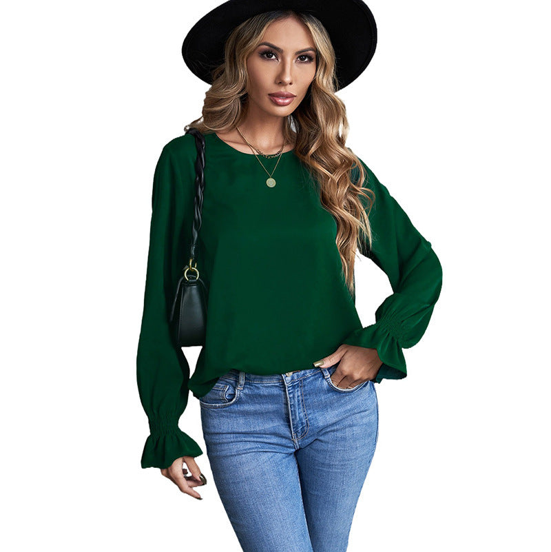 Loose Round Neck Cover Loose Chiffon Shirt