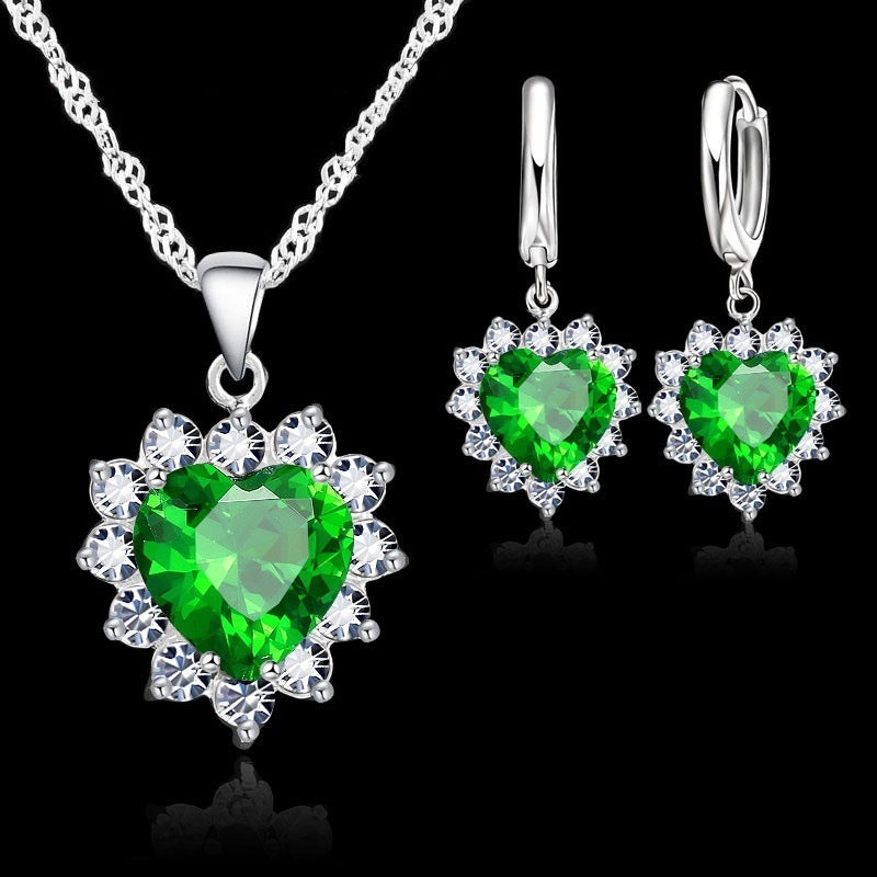 Heart-shaped earring necklace jewelry set