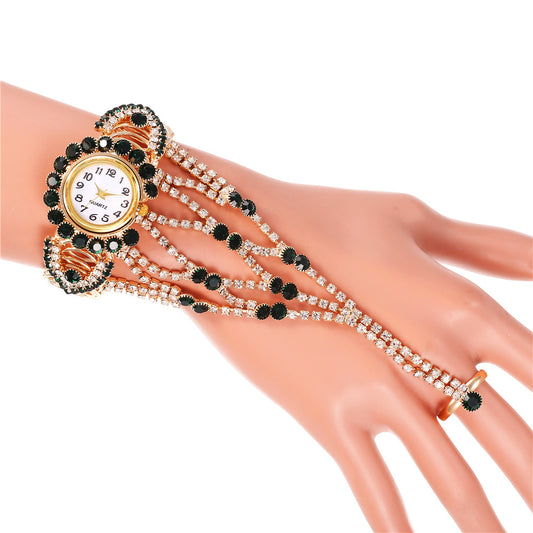 Full Diamond Claw Chain Ring Set Watch