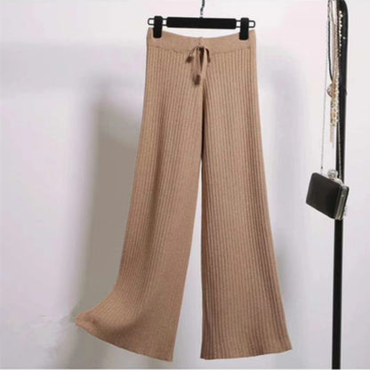 High Waist Drape Split Autumn Knitted Pants