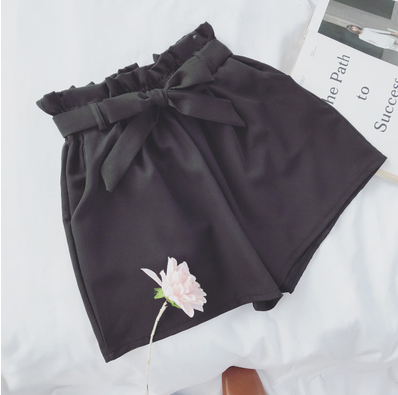 Bow Tie Shorts Loose slimming high waist wide leg pants hot pants