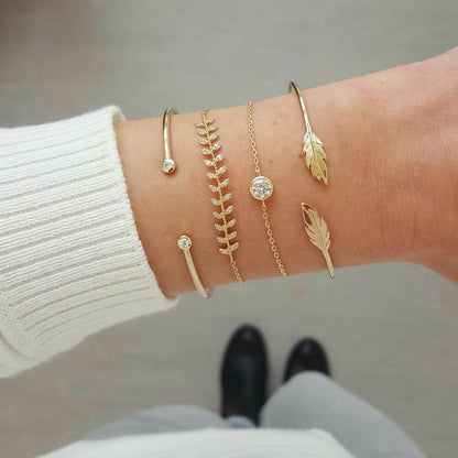 Simple geometric chain metal bracelet