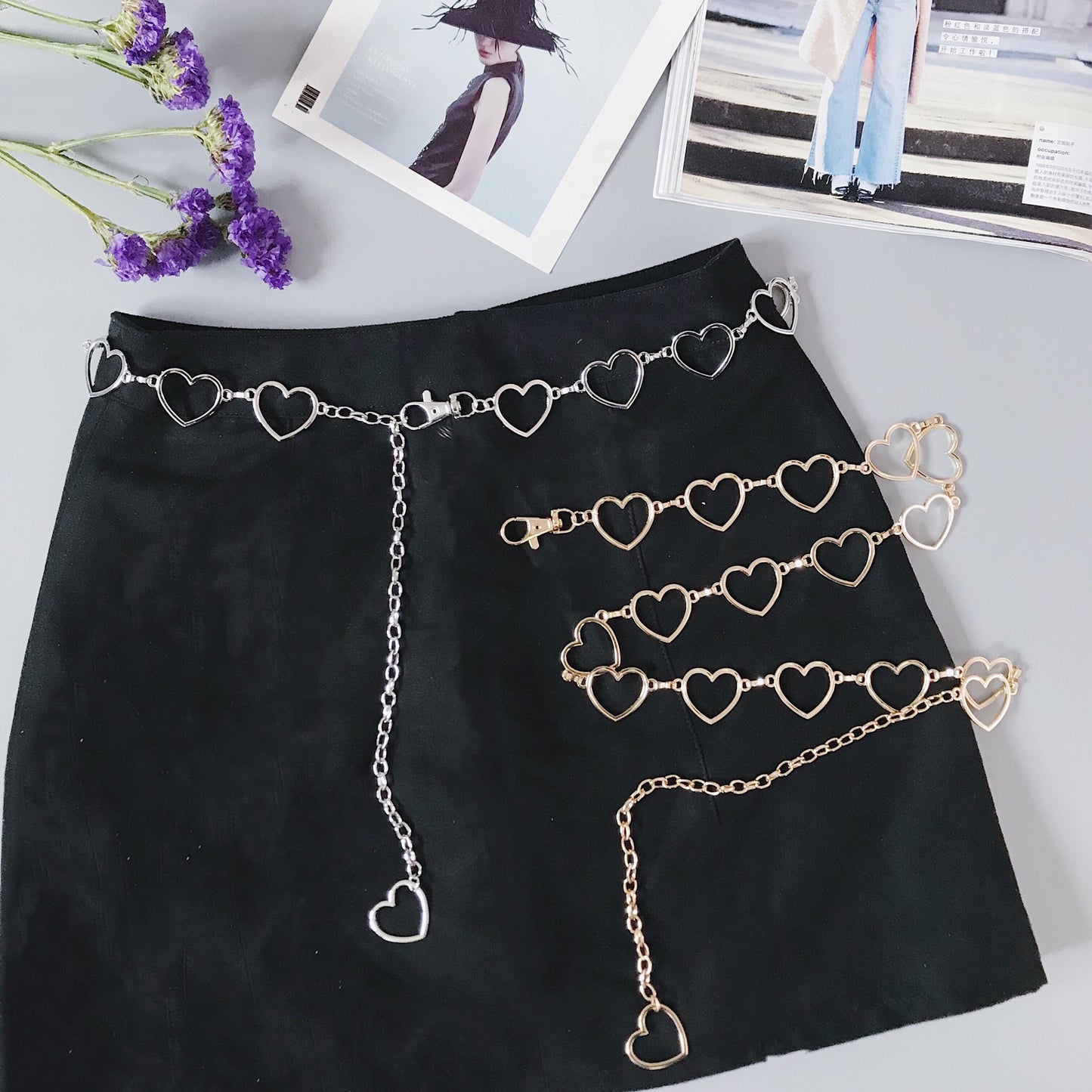 Metal love circle waist chain