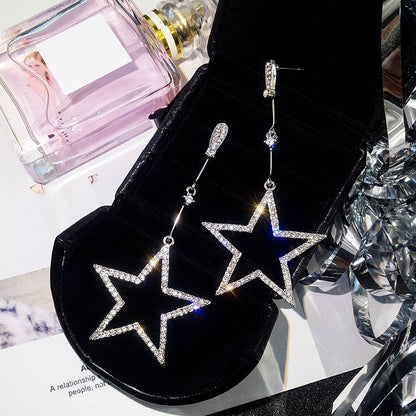 Pentagram Rhinestone Star Stud Earrings