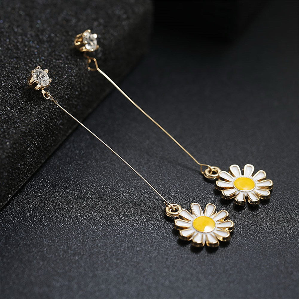 Simple Elegant Flower Ear Line Long Earrings