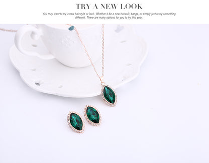 Full Rhinestone Drop Necklace And Earring Sets