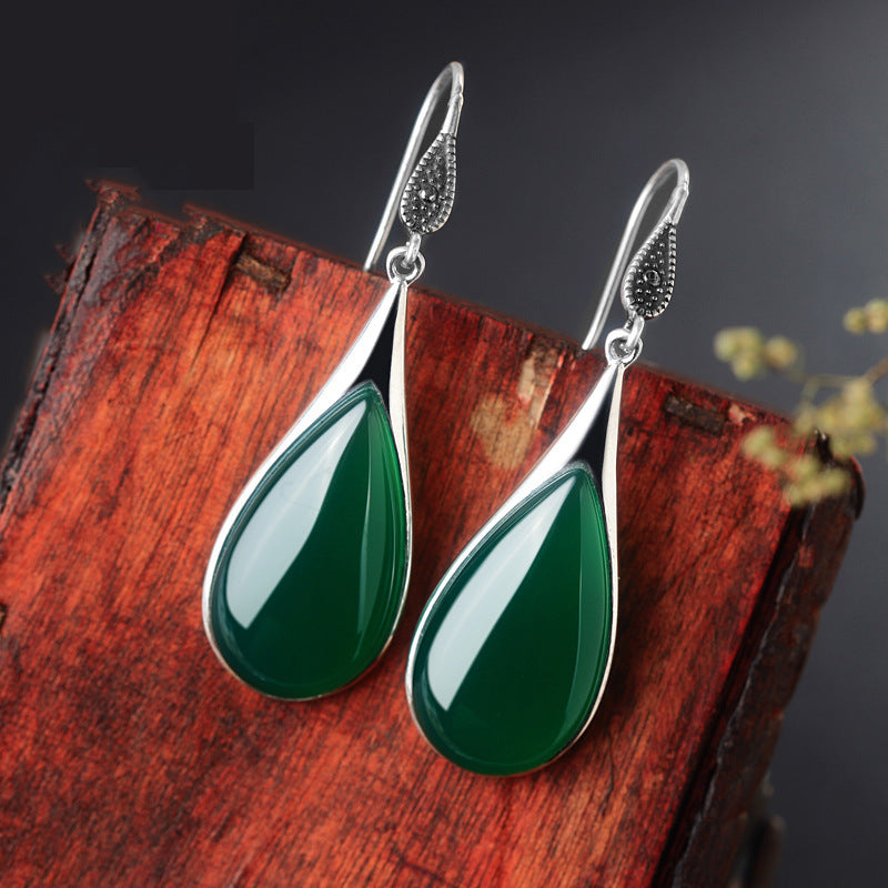 Retro Temperament Chrysoprase Ear Hook