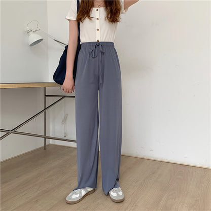 Solid Color High Waist Loose Pants