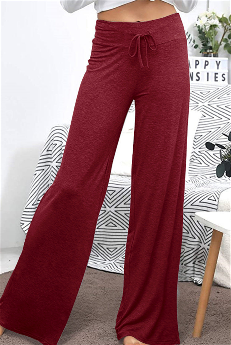 Wide Leg High Waist Elastic Band Casual Pants